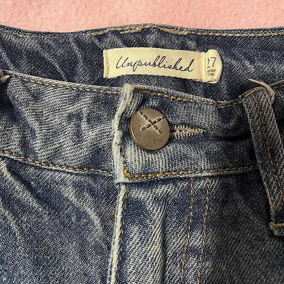 Unpublished Willa Ripped High Waist Straight Leg Jeans Medium Blue Size 27 Wmns - Picture 5 of 6